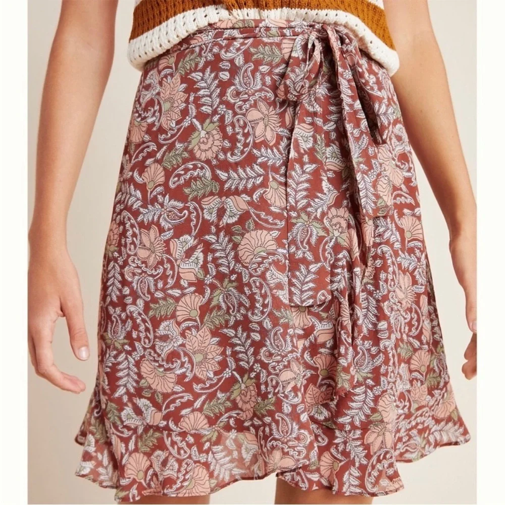 Anthropologie Luca Floral Mini Wrap Skirt NWT Size Small Petite SP